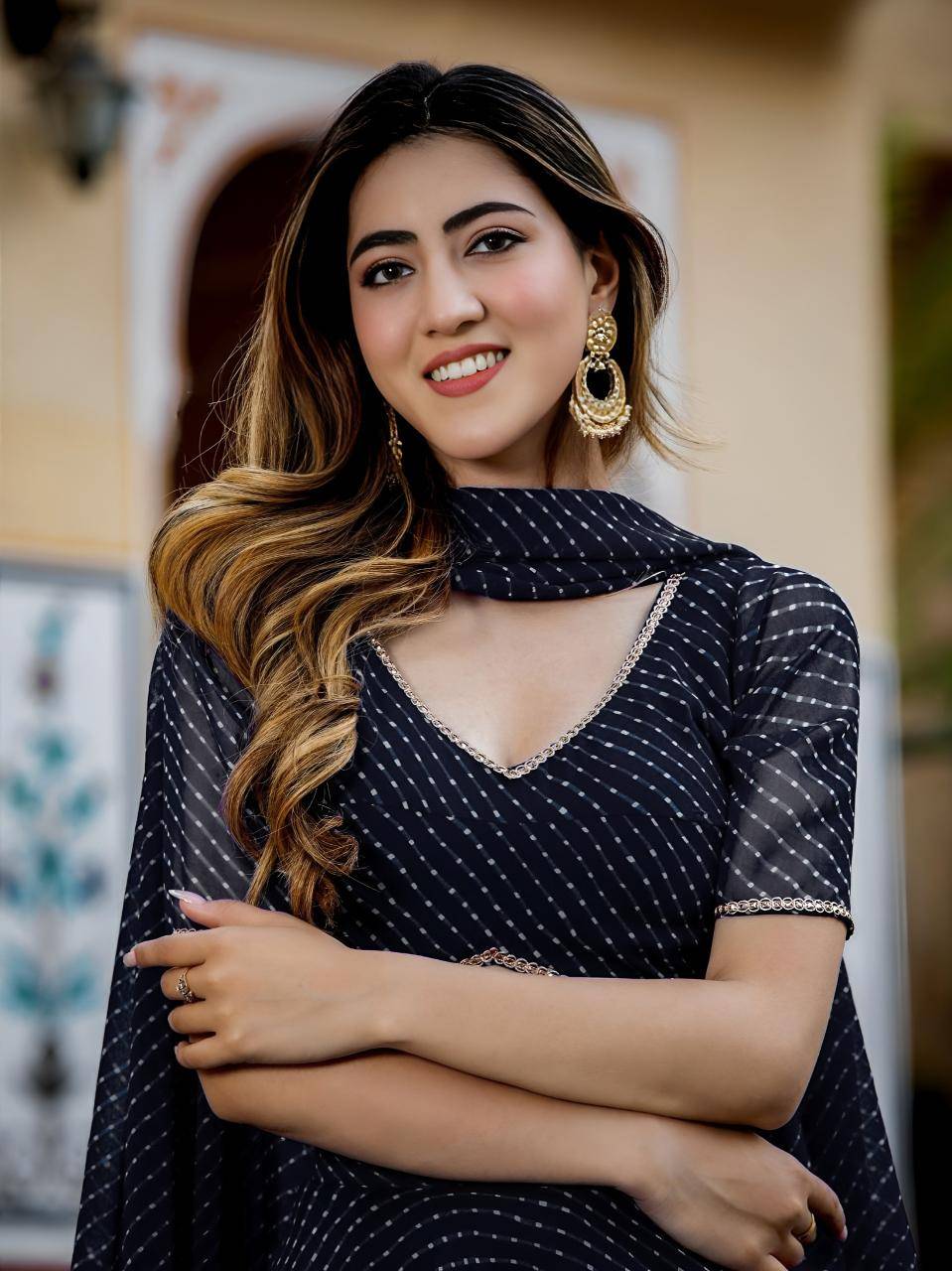 Leheriya Georgette Black Wholesale Lehengha choli supplier in kolkata